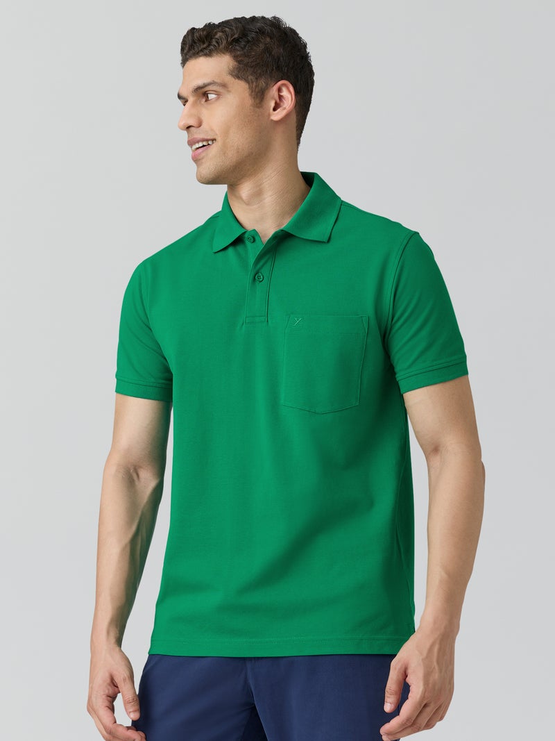 XYXX Men's'S Cotton Solid Halfsleeve Polo Tshirt Sea Green - Image 4