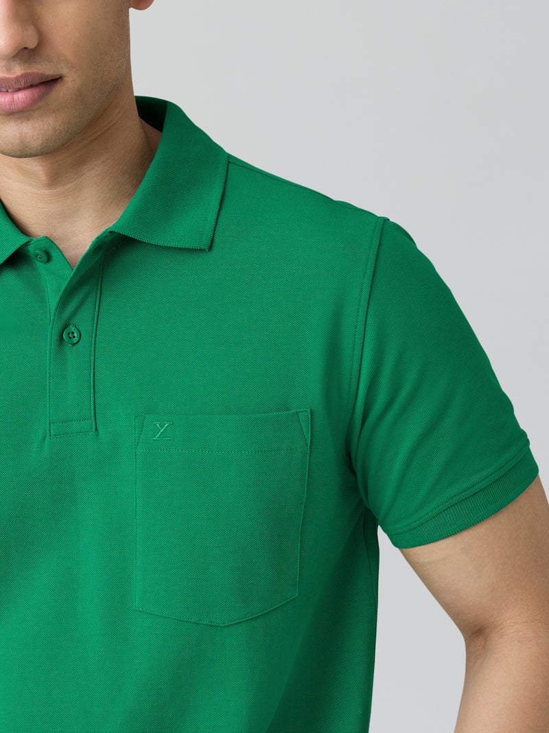 XYXX Men's'S Cotton Solid Halfsleeve Polo Tshirt Sea Green - Image 5