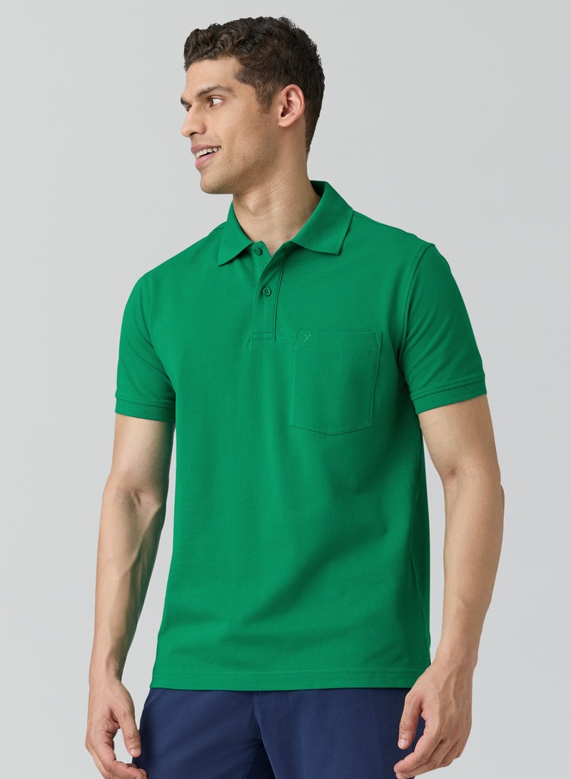 XYXX Men's'S Cotton Solid Halfsleeve Polo Tshirt Sea Green - Image 1