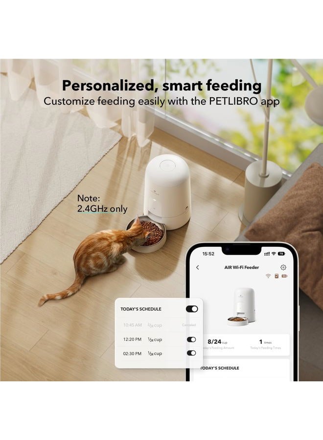 PETLIBRO Automatic Cat Feeder, Wi-Fi Rechargeable Cat Food Dispenser Battery-Operated with 30-Day Life, AIR Timed Pet Feeder for Cat & Dog, 2L Auto Cat Feeder  - Image 2