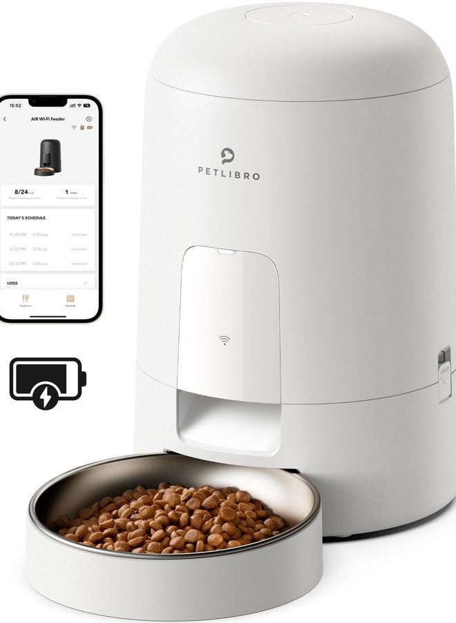 PETLIBRO Automatic Cat Feeder, Wi-Fi Rechargeable Cat Food Dispenser Battery-Operated with 30-Day Life, AIR Timed Pet Feeder for Cat & Dog, 2L Auto Cat Feeder  - Image 1