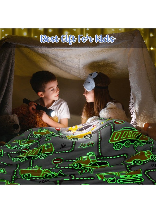 Levens Construction Truck Toys Gifts for Boys - Glow in The Dark Excavator Blanket Birthday Valentines Easter Christmas Decor Presents for Kids Age 1-14 Years Old Teens Child Toddler Son Soft Throw 50"x60"  - Image 2