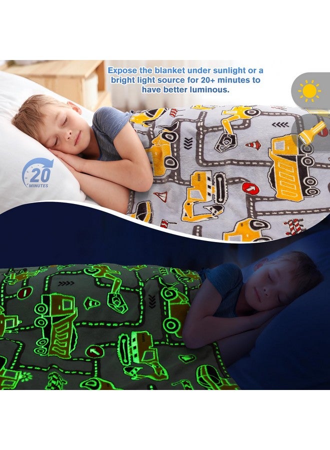 Levens Construction Truck Toys Gifts for Boys - Glow in The Dark Excavator Blanket Birthday Valentines Easter Christmas Decor Presents for Kids Age 1-14 Years Old Teens Child Toddler Son Soft Throw 50"x60"  - Image 4