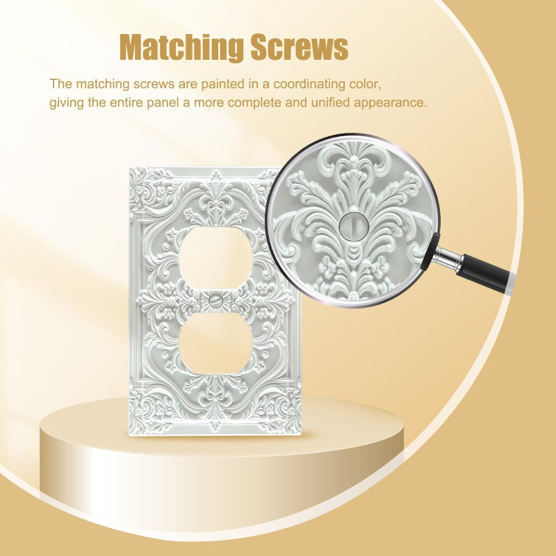 Spshian Decorative Outlet Covers White Flower Elegant 3D Floral Embossed 1 Gang Duplex Light Switch Cover Plate Unique Wall Plate Electrical Switch Plate Covers for Bedroom Home Decor - Image 4