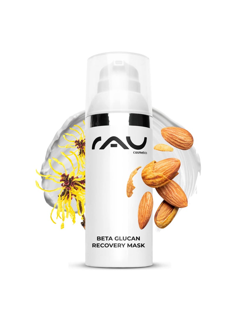 rau cosmetics RAU Beta Glucan Recovery Mask (1.7 Fl.oz) - Cream mask for irritated, dry, cracked or rough skin - soothing face mask with Beta Glucan, Almond Oil, Macadamia Oil and Panthenol - regeneration booster 