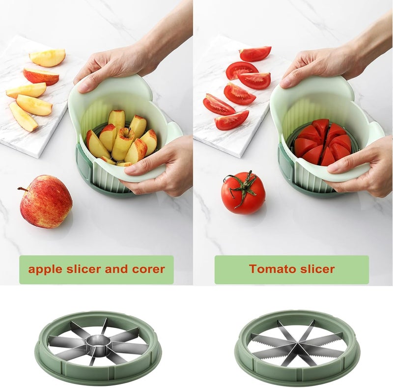 MULIRE Apple Slicer, 8 Slices Heavy Duty Apple Cutter with Stand, Apple Corer&Tomato Slicer with Comfort Handle，Up to 3.8 IN Apples, The new apple slicer and corer also comes with tomato cutting blades. - Image 5