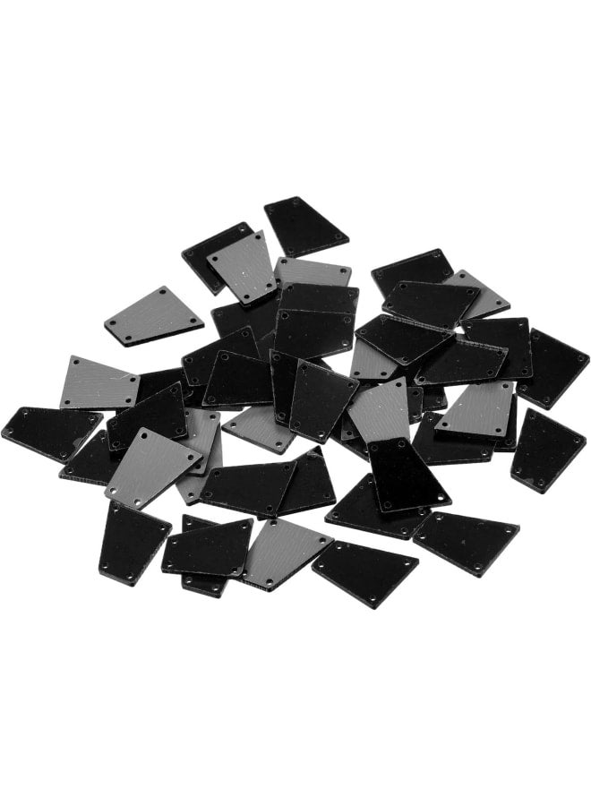 50pcs Sew on Acrylic Irregular Mirror Piece DIY Mirrored Rhinestones Mirror Beads for Evening Dresses Cloth Garment Black 19x17mm  - Image 1