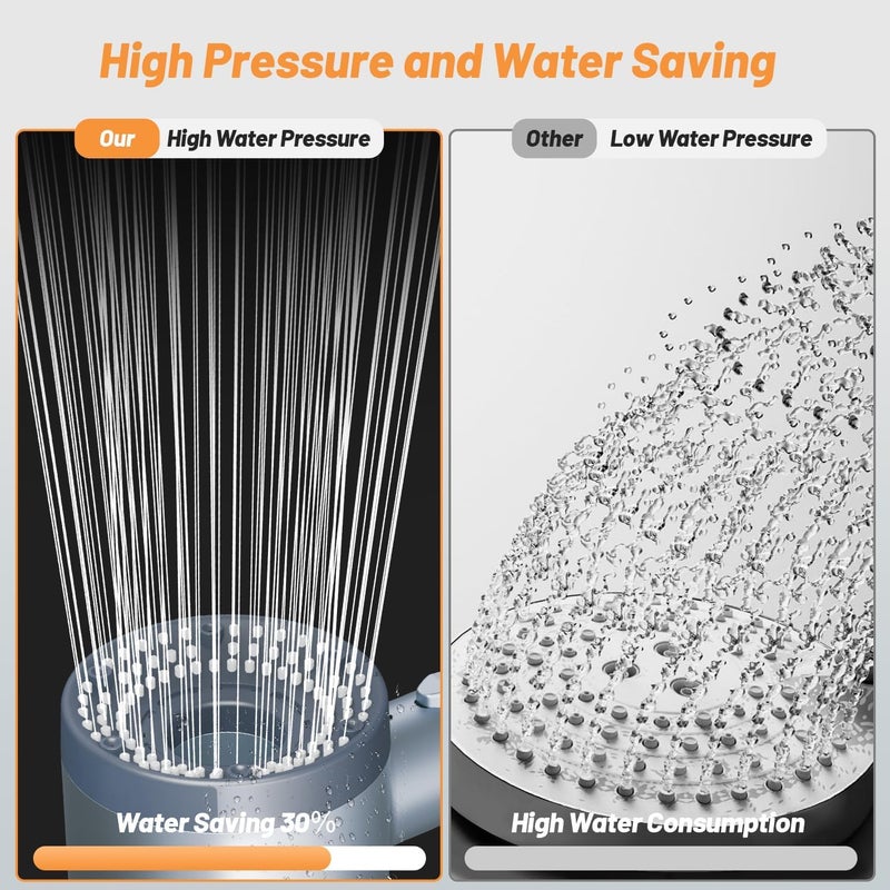 Serplex Shower Head With 5 Spray Modes Filter Shower Head with OneTouch Stop Handheld Shower Head with Hose Bracket Hand Shower Head for Bathroom Shower Filter Head for Hard Water - Image 5
