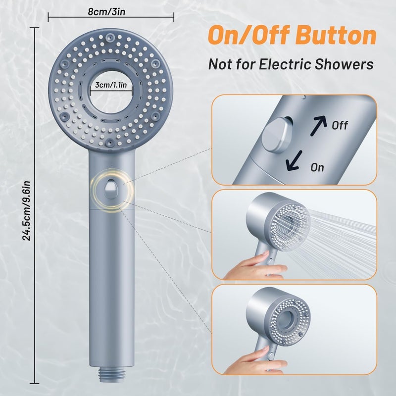 Serplex Shower Head With 5 Spray Modes Filter Shower Head with OneTouch Stop Handheld Shower Head with Hose Bracket Hand Shower Head for Bathroom Shower Filter Head for Hard Water - Image 4
