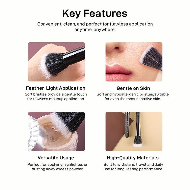 Multibrite Fan Makeup Brush Highlighter Makeup Brush Loose Powder Brush Cosmetic Makeup Brush Flat Top Blending Brush Suitable for Blending Buffing - Image 2