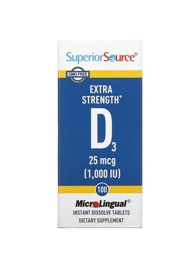 Superior Source D3, Extra Strength, 25 mcg (1,000 IU), 100 MicroLingual Instant Dissolve Tablets  - Image 1