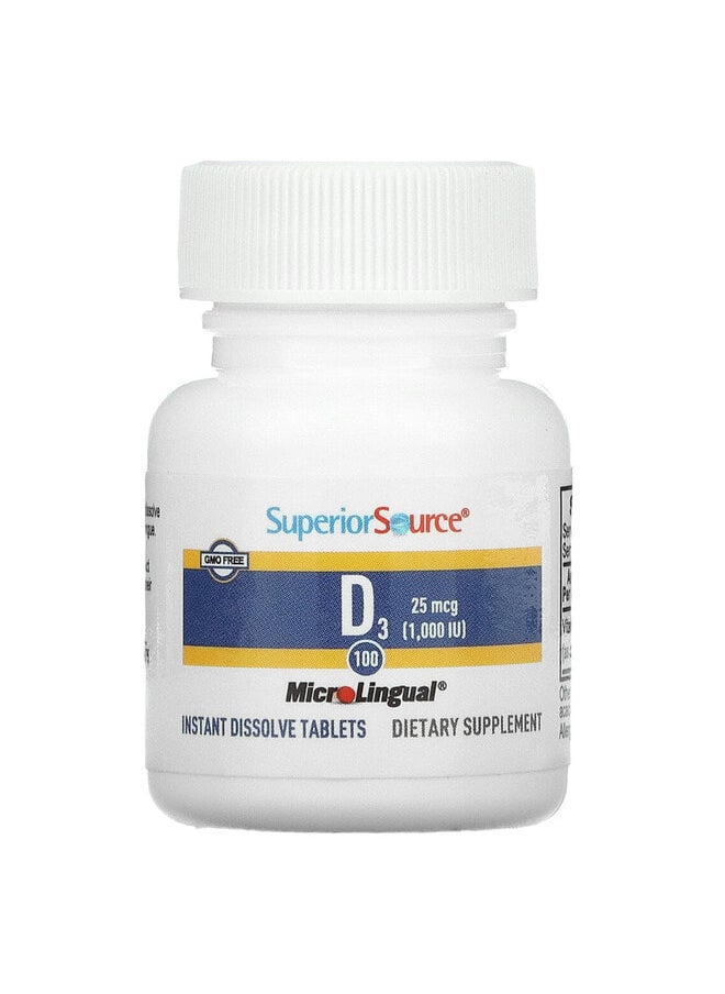 Superior Source D3, Extra Strength, 25 mcg (1,000 IU), 100 MicroLingual Instant Dissolve Tablets  - Image 3