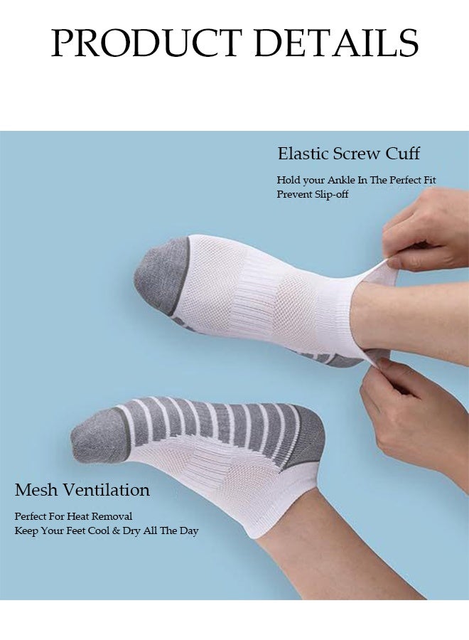 DUNISO 5 Pairs Ankle Athletic Socks，Non-Slip No Show Socks，Sweat Absorption and Odor Prevention Low Cut Sports Socks,Size 33-41，Unisex - Image 3