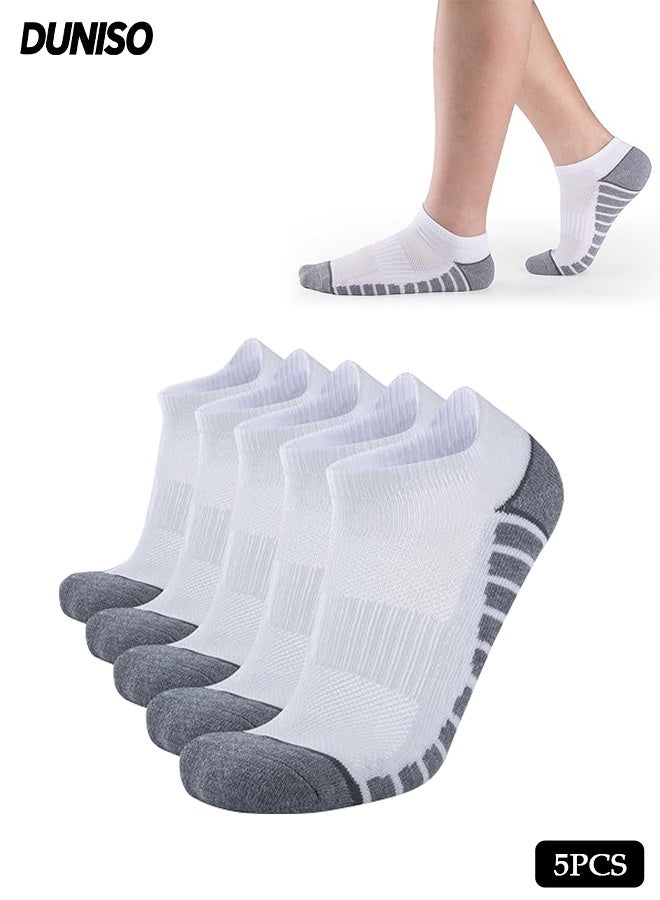 DUNISO 5 Pairs Ankle Athletic Socks，Non-Slip No Show Socks，Sweat Absorption and Odor Prevention Low Cut Sports Socks,Size 33-41，Unisex - Image 1