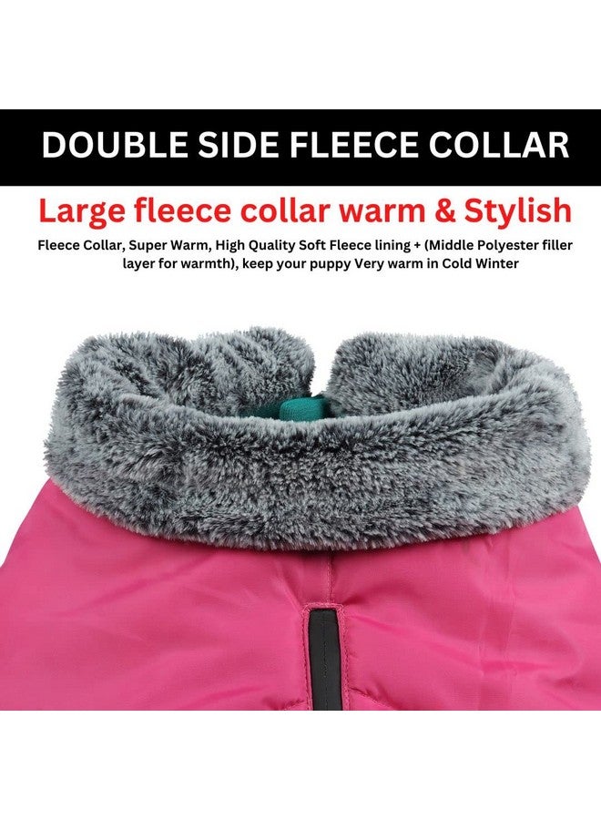 Sage Square Windproof Premium Fleece Collar Fur Dog Coat, Ultra Warm Waterproof, Thicker Fleece Jacket For Cold Weather (Large - 26 Inches, Pink) - Image 4