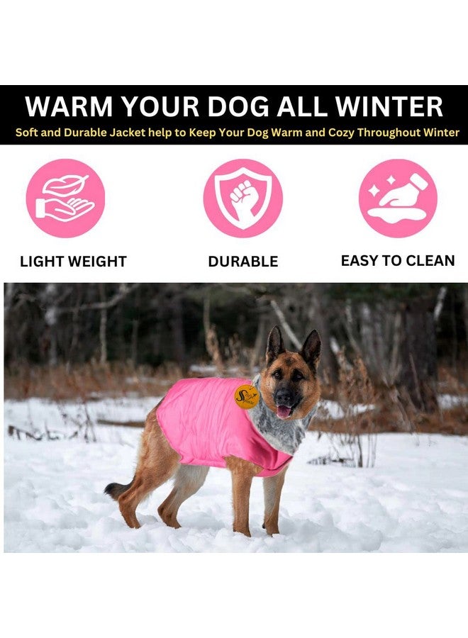 Sage Square Windproof Premium Fleece Collar Fur Dog Coat, Ultra Warm Waterproof, Thicker Fleece Jacket For Cold Weather (Large - 26 Inches, Pink) - Image 5