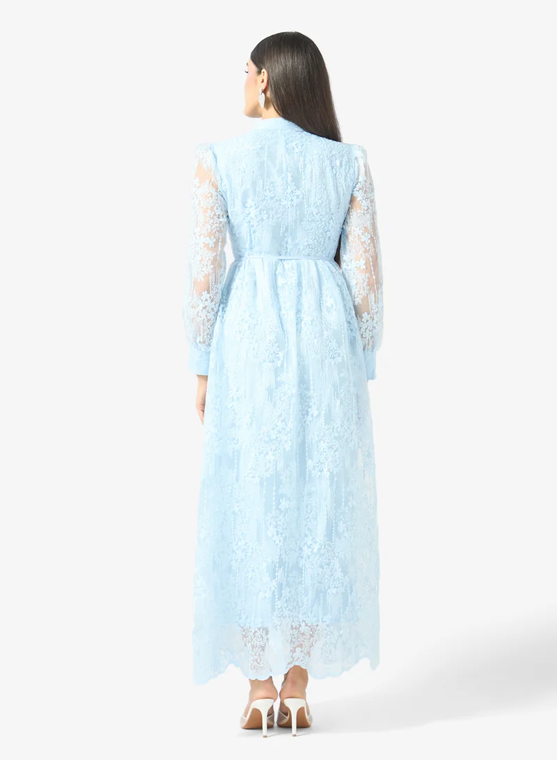 Khizana Lace Dress With Puff Sleeves