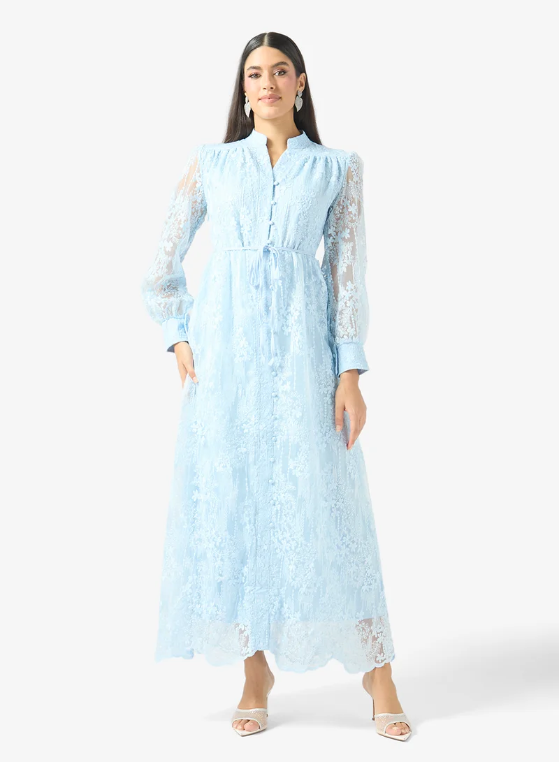 Khizana Lace Dress With Puff Sleeves