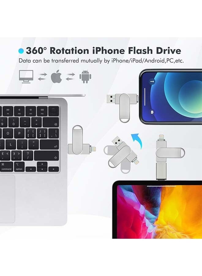 Sakulight Stick for iPhone,USB Flash Drive for iPhone, USB Photo Storage 128GB USB 3.0 Memory Stick for iPhone Thumb Drive External Storage Compatible for iPhone/PC/iPad/More Device Silver  - Image 4