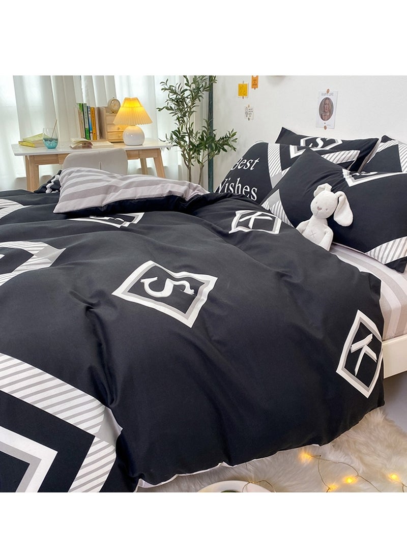 Sharpdo Four-piece bedding set microfiber soft quilt set with 1 quilt cover, 1 flat sheet and 2 pillowcases 1.8m bed（180*220cm） - Image 3