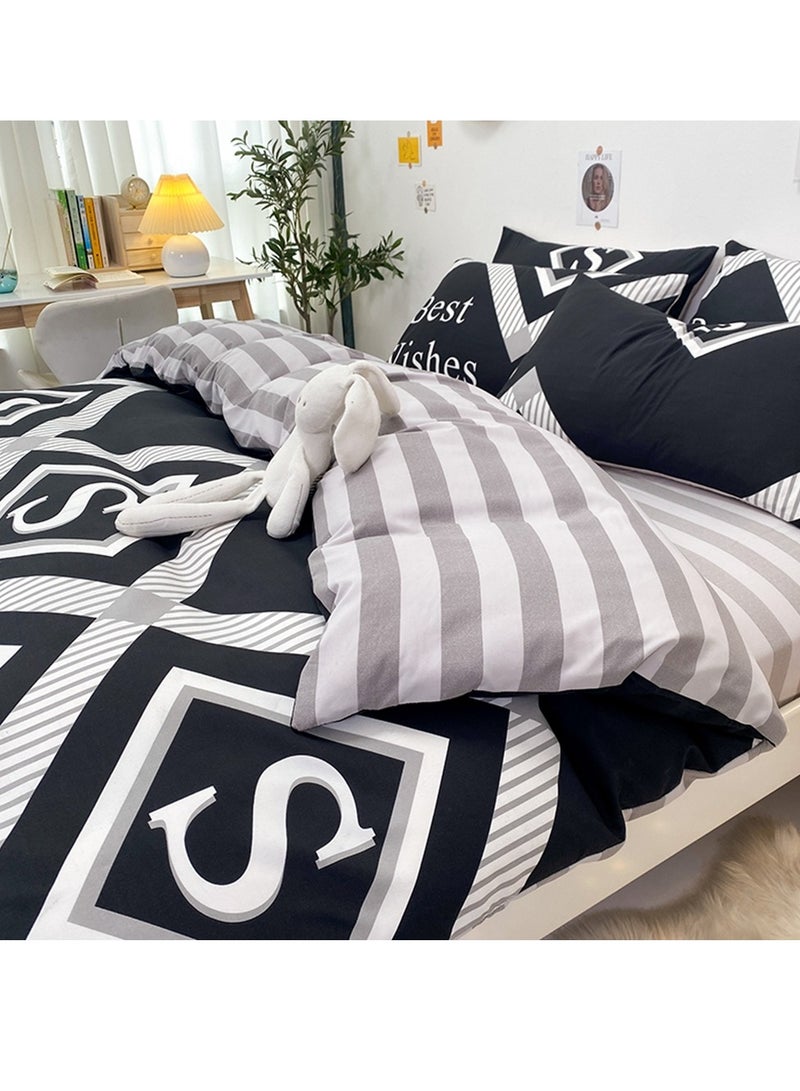 Sharpdo Four-piece bedding set microfiber soft quilt set with 1 quilt cover, 1 flat sheet and 2 pillowcases 1.8m bed（180*220cm） - Image 4