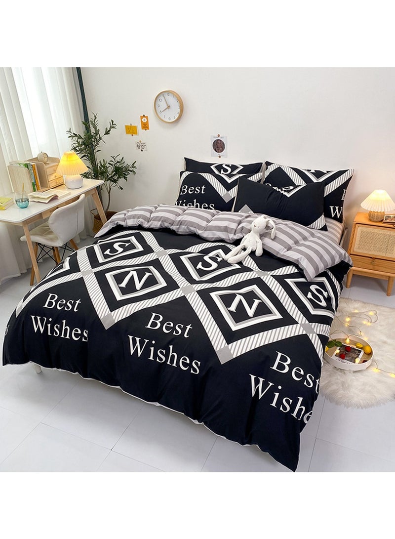 Sharpdo Four-piece bedding set microfiber soft quilt set with 1 quilt cover, 1 flat sheet and 2 pillowcases 1.8m bed（180*220cm） - Image 1