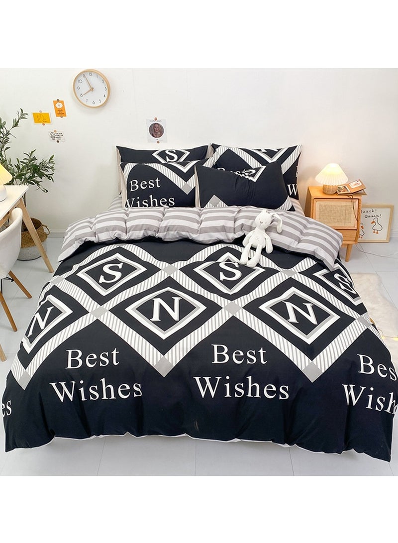 Sharpdo Four-piece bedding set microfiber soft quilt set with 1 quilt cover, 1 flat sheet and 2 pillowcases 1.8m bed（180*220cm） - Image 5