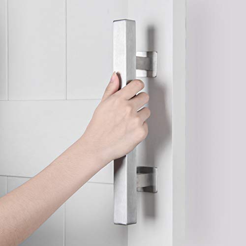 SMARTSTANDARD Heavy Duty 12" Pull and Flush Barn Door Handle Set, Large Rustic Two-Side Design, for Gates Garages Sheds Furniture, Solid Stainless Steel, Square, Silver - Image 2