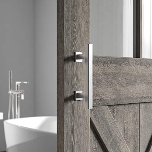 SMARTSTANDARD Heavy Duty 12" Pull and Flush Barn Door Handle Set, Large Rustic Two-Side Design, for Gates Garages Sheds Furniture, Solid Stainless Steel, Square, Silver - Image 5