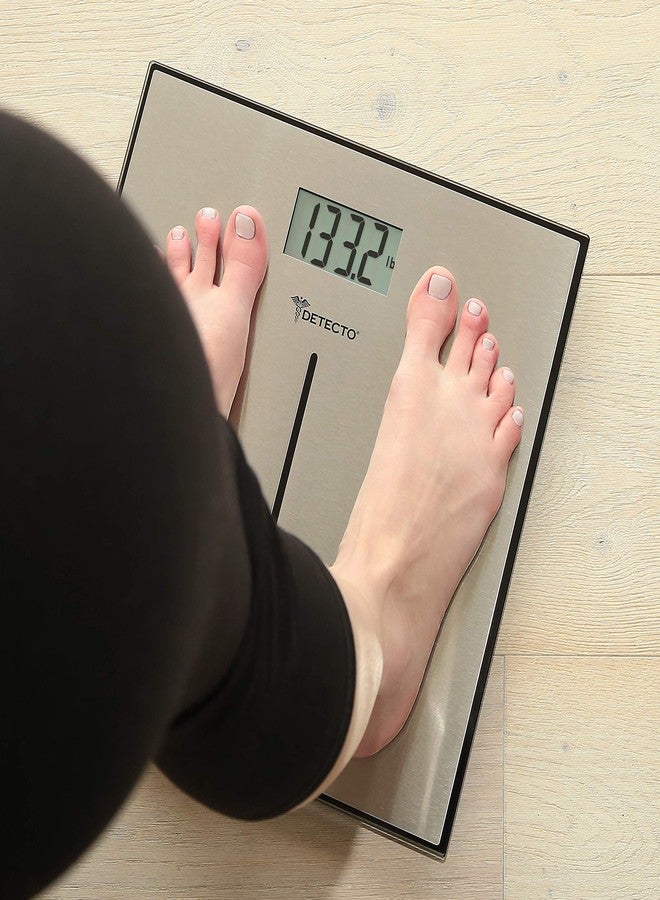 Escali Detecto D133 Deluxe Modern Stainless Steel Body Weight Bathroom Scale, Digital LCD Display, 400lb Capacity - Image 4