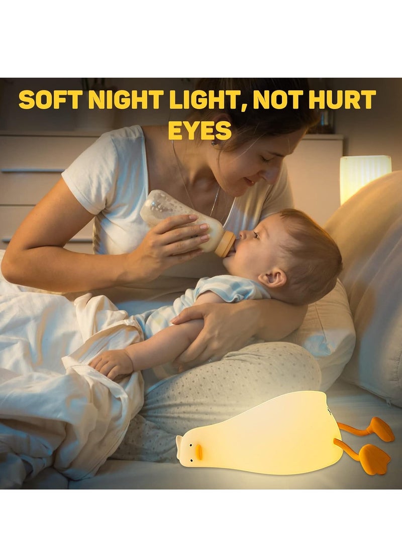 ELTRAZONE Duck Lamp Lying Flat Duck Night Light for Kids, 3-Speed Adjustable Light, Smart Bedside Lamp with Flap Sensor, Silicone Rechargeable Night Warm Light, 30-Minute Timer, Soft and Safe Lighting for Children's Room - Image 4