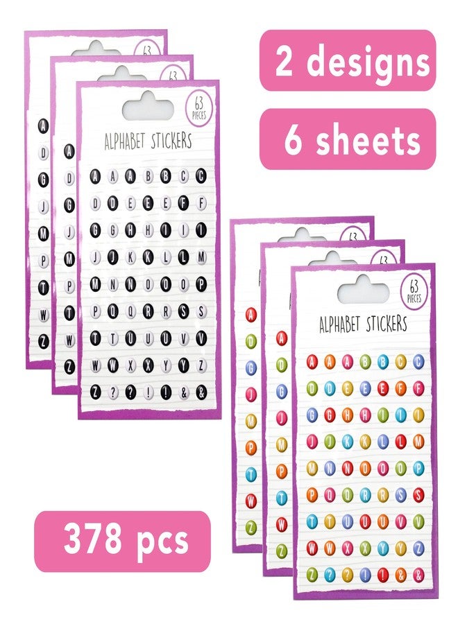 Desecraft 6pk Alphabet Stickers Brights & Black - Image 5