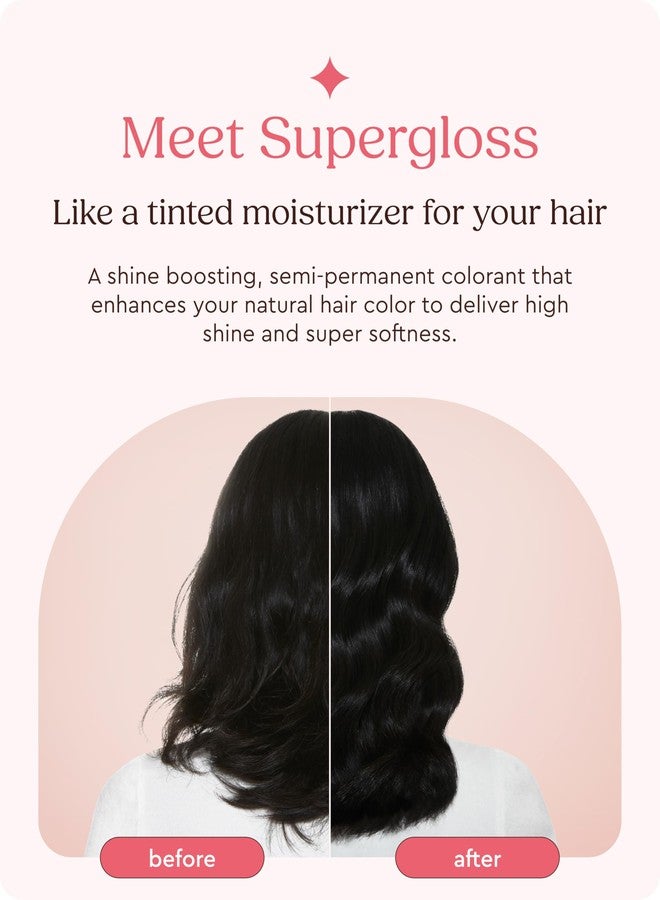 Glaze Supergloss Color Conditioning Gloss With Dispensing Pump - Hydrating Semi-Permanent Color Hair Gloss & Shine Boost - For Dark Brown Hair to Black Hair - 6.4 Fl Oz - Luminous Licorice - Image 2
