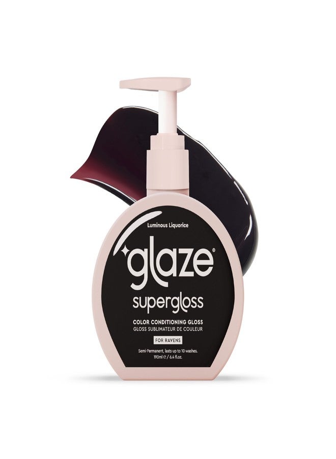 Glaze Supergloss Color Conditioning Gloss With Dispensing Pump - Hydrating Semi-Permanent Color Hair Gloss & Shine Boost - For Dark Brown Hair to Black Hair - 6.4 Fl Oz - Luminous Licorice - Image 1
