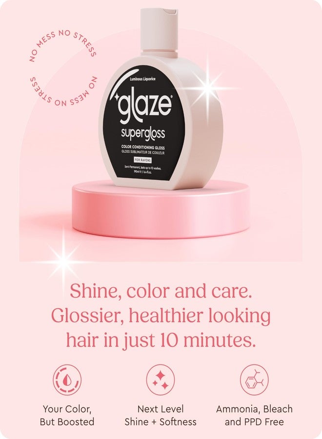 Glaze Supergloss Color Conditioning Gloss With Dispensing Pump - Hydrating Semi-Permanent Color Hair Gloss & Shine Boost - For Dark Brown Hair to Black Hair - 6.4 Fl Oz - Luminous Licorice - Image 3