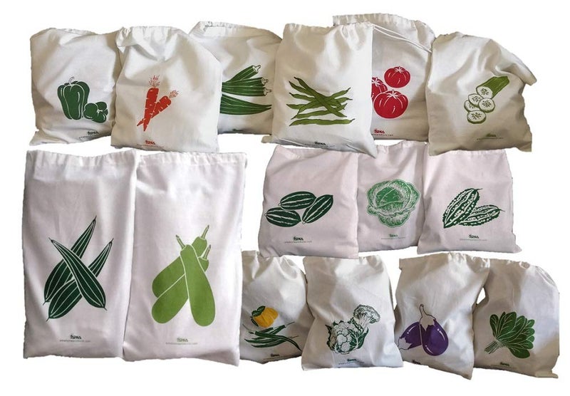 Arka 100% Cotton Vegetable Storage Fridge Bags Eco-Friendly, Non-Toxic, Washable, Reusable (15, Drawstring, 30.5 Cm, 30.5 Cm, 25.4 Cm) - Image 2