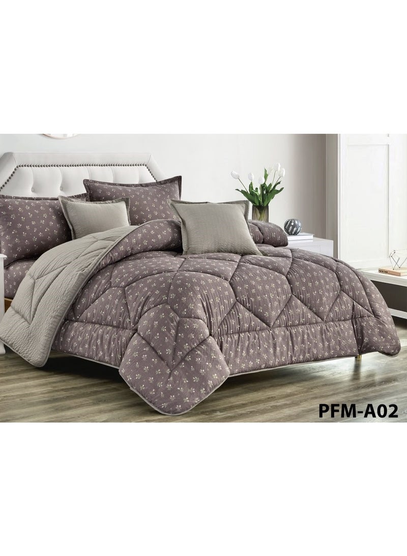 مفرش مشجرنفرين6 قطع  بتصميم حديث صيفي مقاس الحاف  250*230