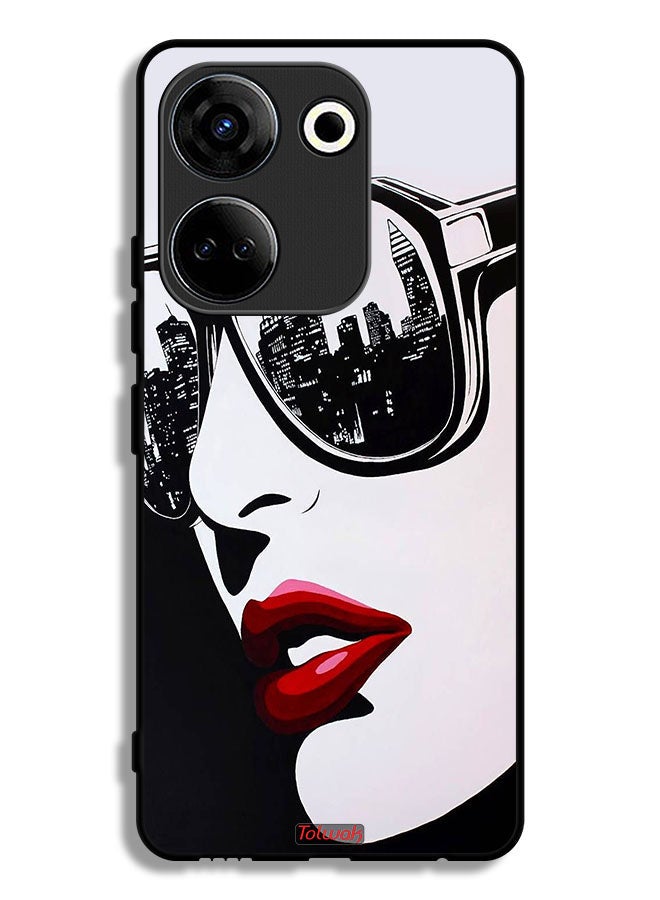Tolwak Tecno Camon 20 Protective Case Cover Girl Face Abstract Art - Image 1