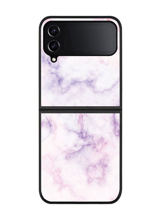 Stylizedd Rugged Black edge case for Samsung Galaxy Z Flip4 Slim fit Soft Case Flexible Rubber Edges Anti Drop TPU Gel Thin Cover - Marble Print Cotton Candy - Image 1