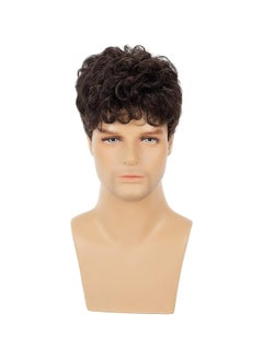 CMGTYYD. Men Short Wigs Curly Fluffy Natural Synthetic Hair with Bangs Daily Full Wig for Male Guy (Brown)  - Image 3