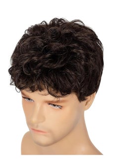 CMGTYYD. Men Short Wigs Curly Fluffy Natural Synthetic Hair with Bangs Daily Full Wig for Male Guy (Brown)  - Image 5