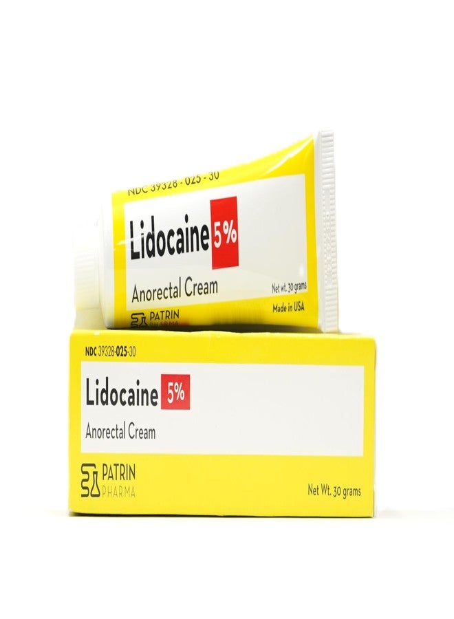 PATRIN PHARMA Maximum Strength Lidocaine 5% Anorectal Cream, 30 Grams, Hemorrhoidal Relief from Itching, Pain and Burning, Lidocaine 5% Local Anesthetic - Image 1