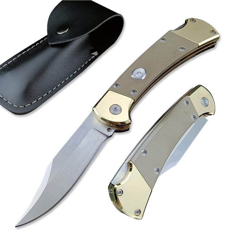 Assisted Opening Pocket Knife for Men, 440C Stainless Steel Blade, Lock-back Pocket Knife with G10 Handle, EDC Folding Knife for Camping - Image 1