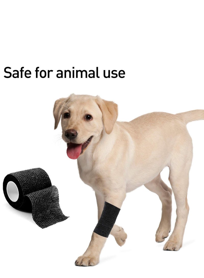 Sweet seven عبوة من 12 ضمادة لاصقة ذاتية اللصق باللون الأسود - 2 بوصة × 5 ياردات - شريط إسعافات أولية للمعصم والكاحل والإصابات الرياضية - مرن وجيد التهوية وسهل الاستخدام - Image 5