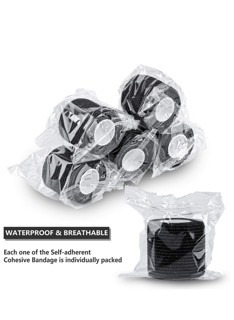 Sweet seven عبوة من 12 ضمادة لاصقة ذاتية اللصق باللون الأسود - 2 بوصة × 5 ياردات - شريط إسعافات أولية للمعصم والكاحل والإصابات الرياضية - مرن وجيد التهوية وسهل الاستخدام - Image 4
