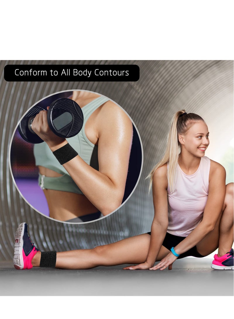 Sweet seven عبوة من 12 ضمادة لاصقة ذاتية اللصق باللون الأسود - 2 بوصة × 5 ياردات - شريط إسعافات أولية للمعصم والكاحل والإصابات الرياضية - مرن وجيد التهوية وسهل الاستخدام - Image 3