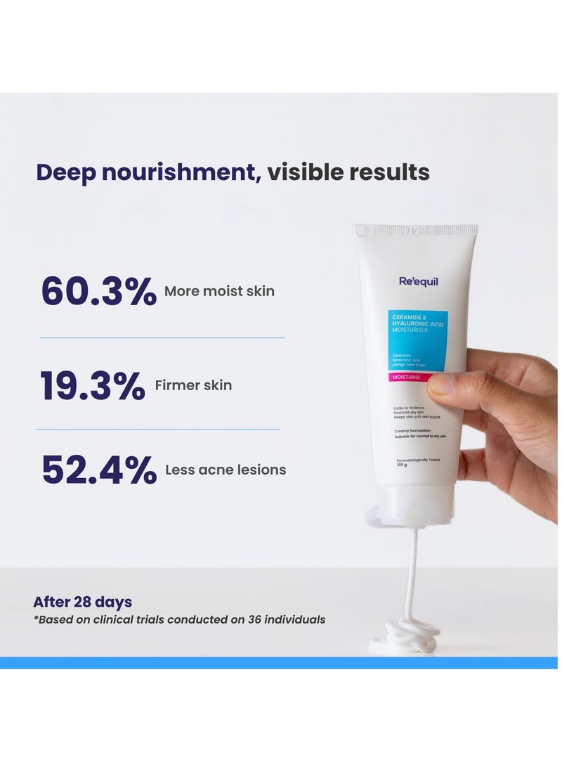 RE' EQUIL RE' EQUIL Ceramide & Hyaluronic Acid Moisturiser | Moisturizer For Face | Barrier Repair Cream | Long Lasting Hydration | Suitable For Normal To Dry Skin | 100G - Image 5