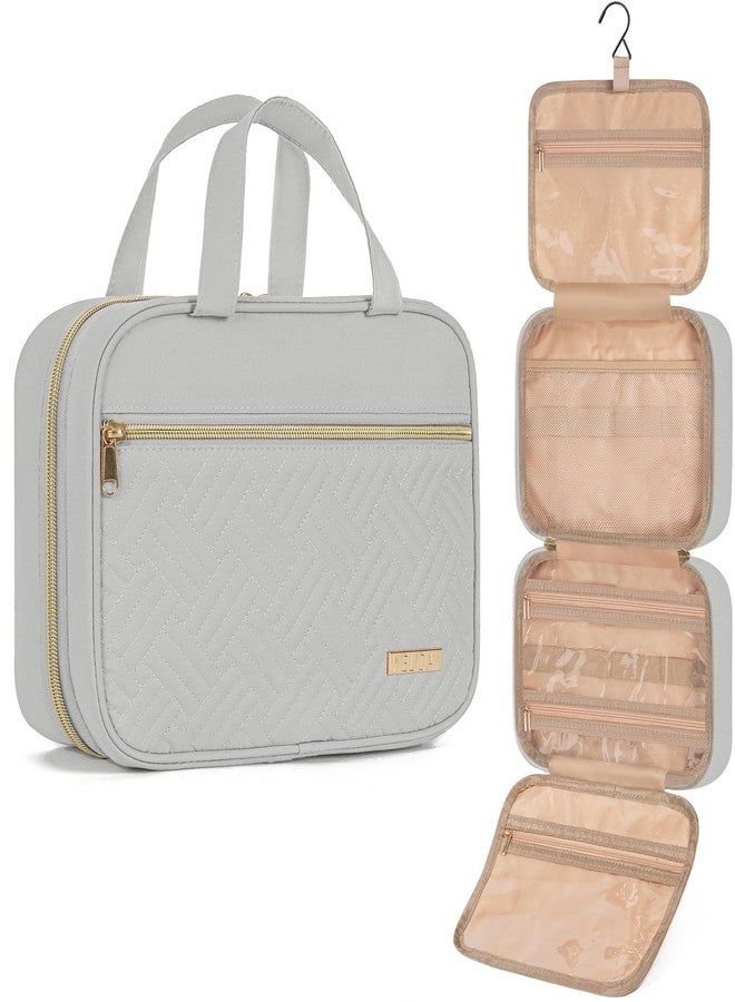 WELIDAY Travel Toiletry Bag for Women & Men Water Resistant Makeup Bag with Hanging Hook Portable Travel Organizer for Travel Accessories, Travel-Sized Shampoo, Toiletries (Medium-Grey) - Image 1