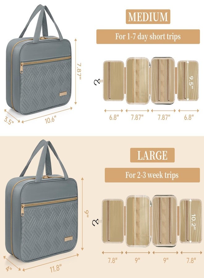 WELIDAY Travel Toiletry Bag for Women & Men Water Resistant Makeup Bag with Hanging Hook Portable Travel Organizer for Travel Accessories, Travel-Sized Shampoo, Toiletries (Medium-Grey) - Image 2