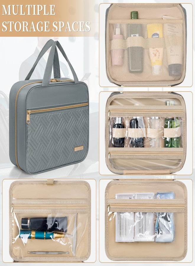 WELIDAY Travel Toiletry Bag for Women & Men Water Resistant Makeup Bag with Hanging Hook Portable Travel Organizer for Travel Accessories, Travel-Sized Shampoo, Toiletries (Medium-Grey) - Image 5